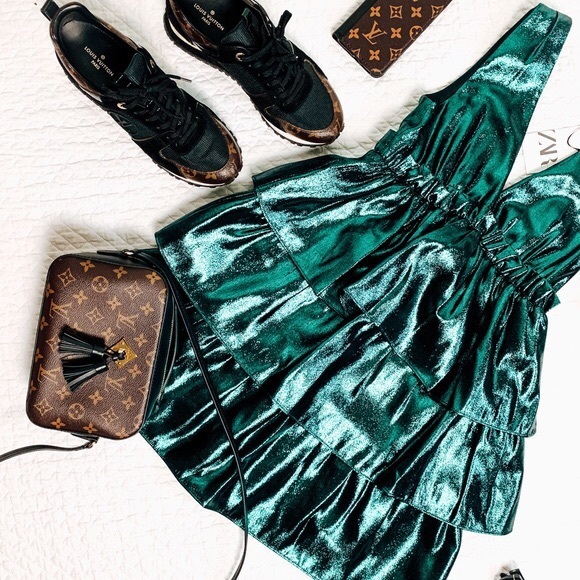 Zara Emerald Green Ruffled Dress - Picture 4 of 16